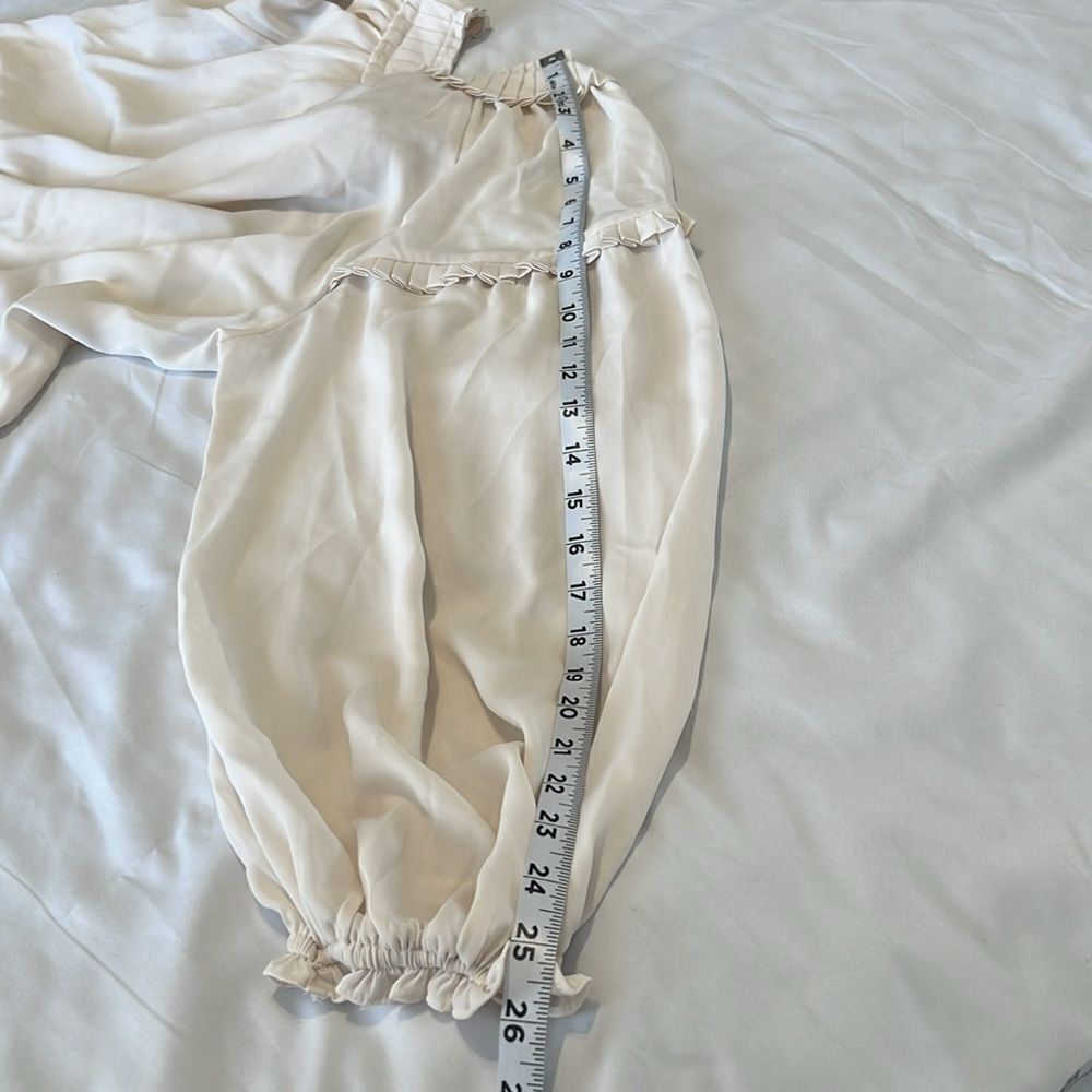 Max Studio Light Beige Blouse with Ruffled Neckline - Picture 11 of 14